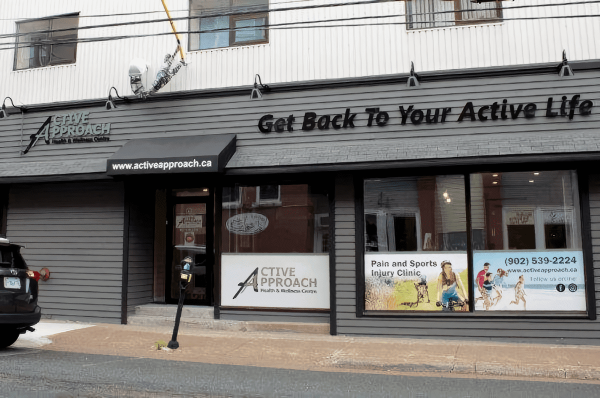 a storefront with a sign that says back to your active life